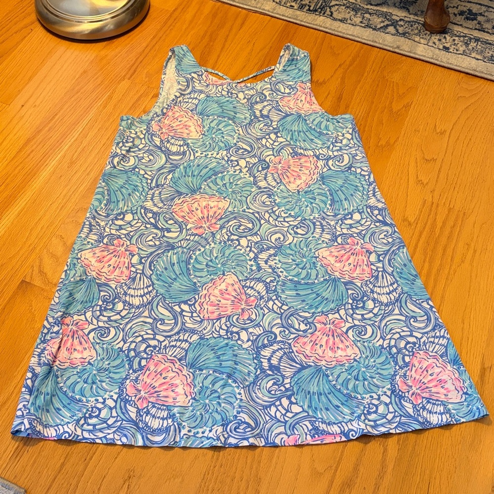Lilly Pulitzer Kristen Swing Dress Blue Haven Raising Shell Size L
